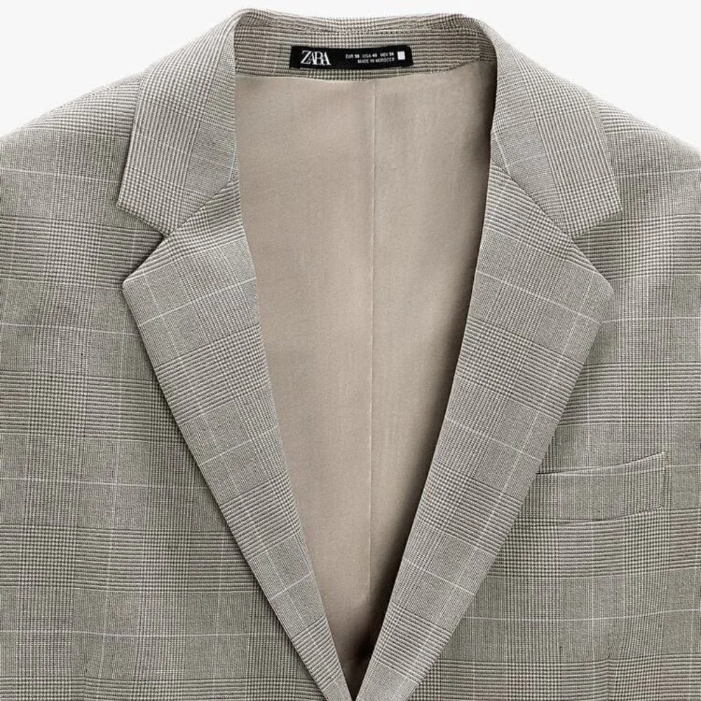 ZARA CHECKED SUIT JACKET BEIGE SIZE 40 | 4259/744/986